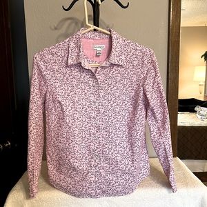 Pretty Light Pink Floral/Pinstripe Croft & Barrow Button-Down Blouse - PS